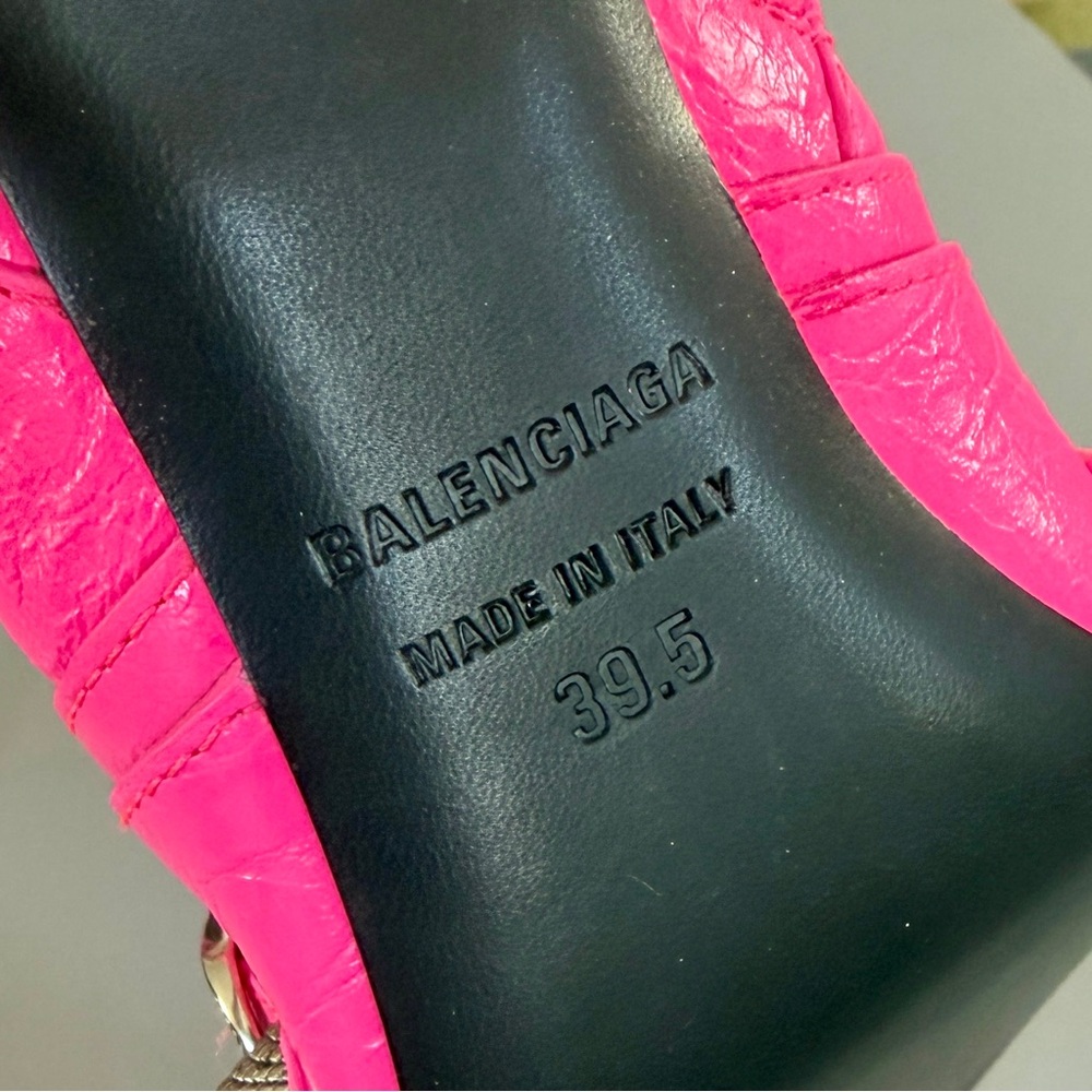 NIB $2,600 Balenciaga Cagole Leather Designer Boot Neon Pink Arena 39.5 694395 - Picture 8 of 15